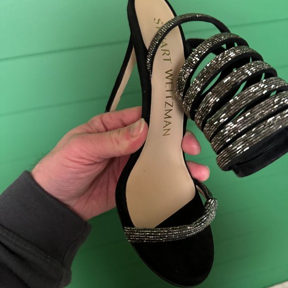 Stuart Weitzman Lilith Crystal 110 Sandal in Black & Crystal size 7 - Picture 7 of 13